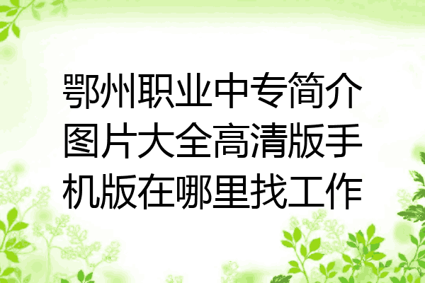 鄂州职业中专简介图片大全高清版手机版在哪里找工作