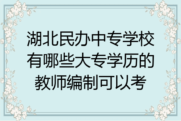 湖北民办中专学校有哪些大专学历的教师编制可以考