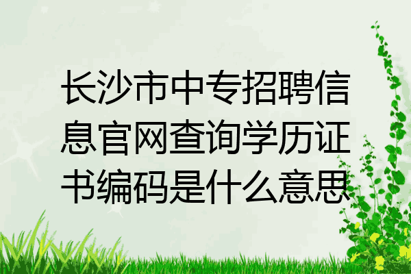 长沙市中专招聘信息官网查询学历证书编码是什么意思