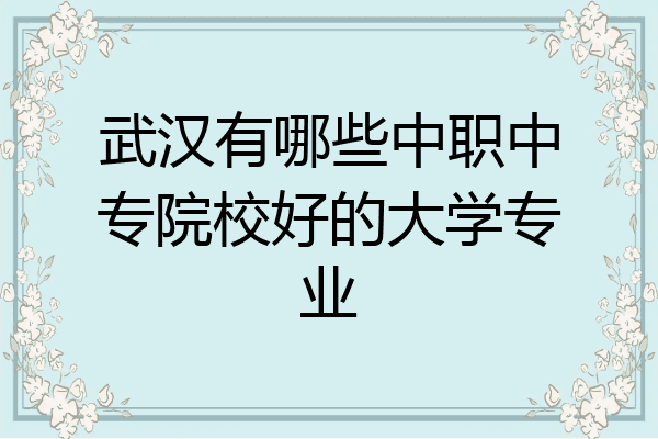 武汉有哪些中职中专院校好的大学专业
