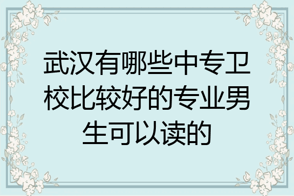 武汉有哪些中专卫校比较好的专业男生可以读的