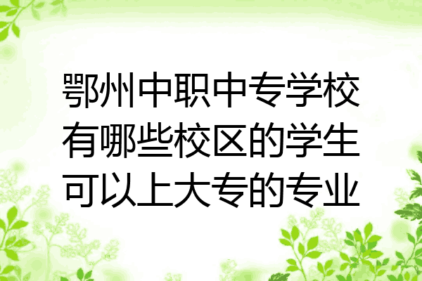 鄂州中职中专学校有哪些校区的学生可以上大专的专业