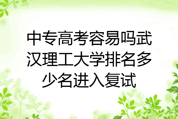 中专高考容易吗武汉理工大学排名多少名进入复试