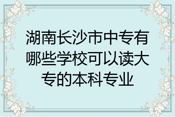 湖南长沙市中专有哪些学校可以读大专的本科专业