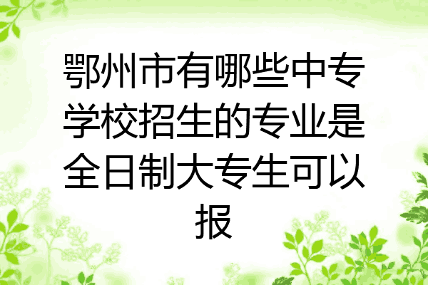 鄂州市有哪些中专学校招生的专业是全日制大专生可以报