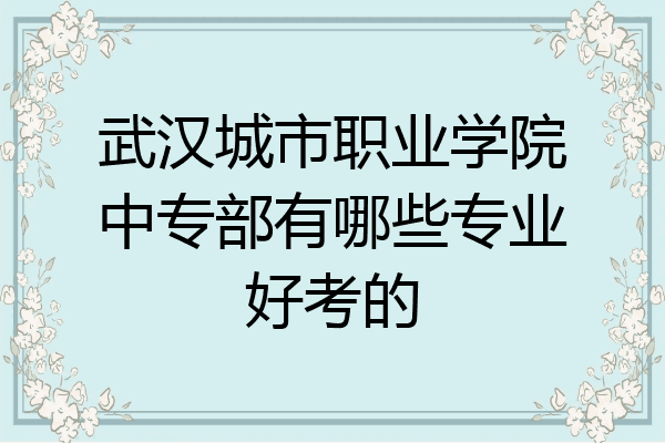武汉城市职业学院中专部有哪些专业好考的