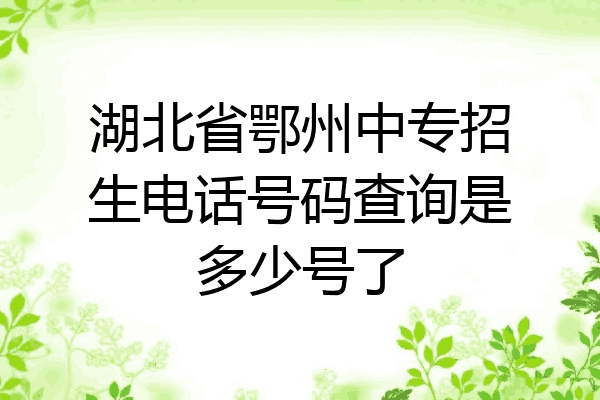 湖北省鄂州中专招生电话号码查询是多少号了
