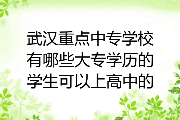 武汉重点中专学校有哪些大专学历的学生可以上高中的