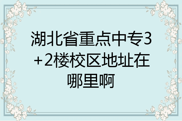 湖北省重点中专3+2楼校区地址在哪里啊