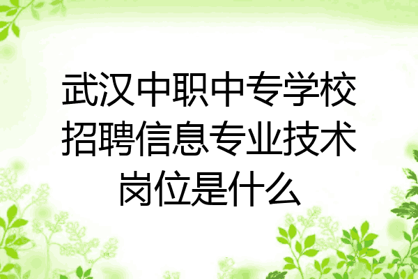 武汉中职中专学校招聘信息专业技术岗位是什么
