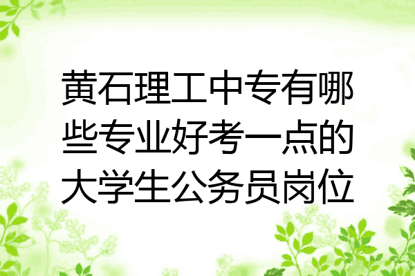 黄石理工中专有哪些专业好考一点的大学生公务员岗位