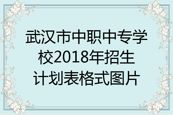 武汉市中职中专学校2018年招生计划表格式图片