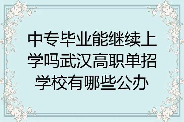 中专毕业能继续上学吗武汉高职单招学校有哪些公办