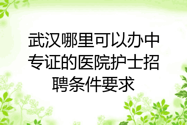 武汉哪里可以办中专证的医院护士招聘条件要求