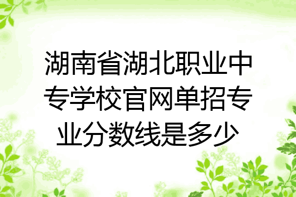 湖南省湖北职业中专学校官网单招专业分数线是多少
