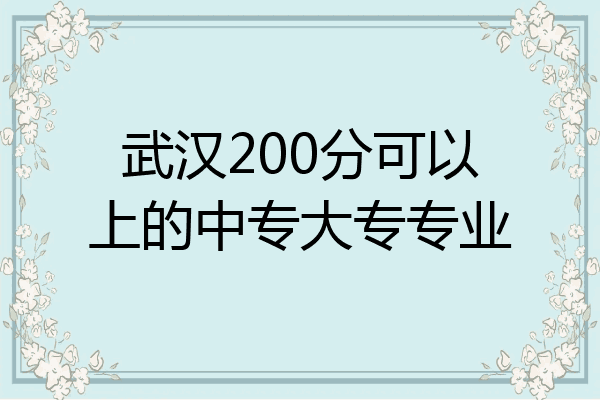 武汉200分可以上的中专大专专业