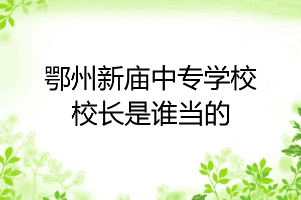 鄂州新庙中专学校校长是谁当的
