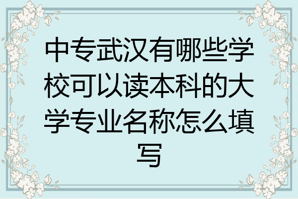 中专武汉有哪些学校可以读本科的大学专业名称怎么填写