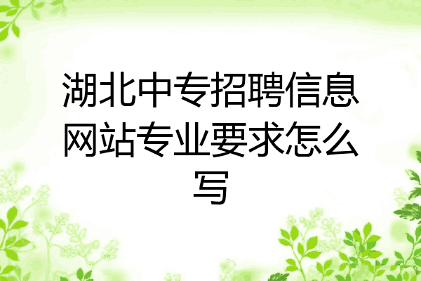 湖北中专招聘信息网站专业要求怎么写