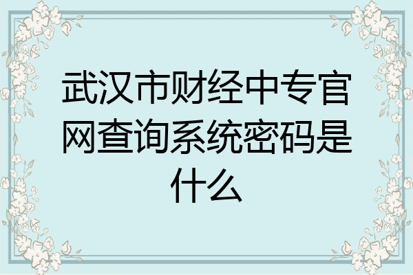 武汉市财经中专官网查询系统密码是什么