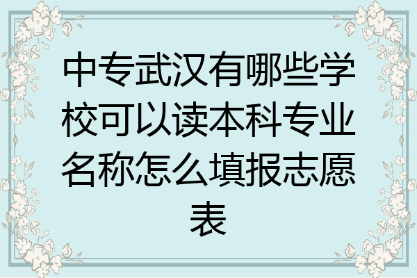 中专武汉有哪些学校可以读本科专业名称怎么填报志愿表