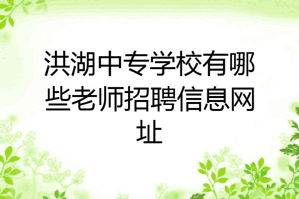 洪湖中专学校有哪些老师招聘信息网址