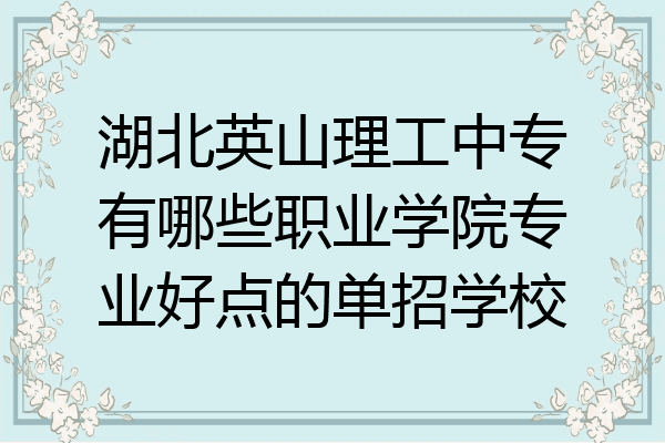 湖北英山理工中专有哪些职业学院专业好点的单招学校