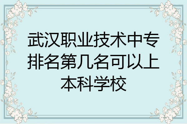 武汉职业技术中专排名第几名可以上本科学校