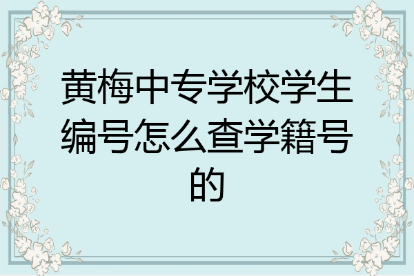 黄梅中专学校学生编号怎么查学籍号的