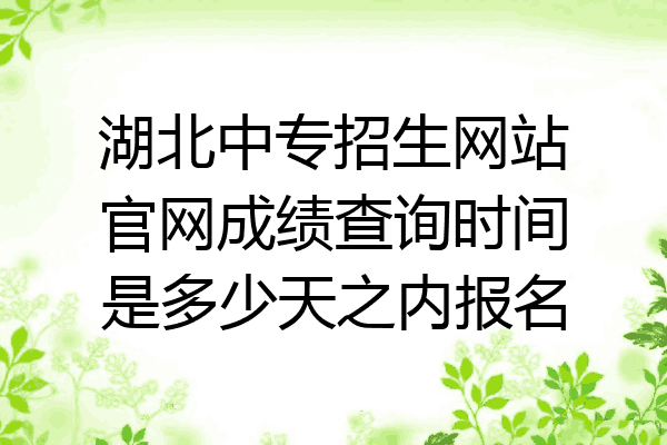 湖北中专招生网站官网成绩查询时间是多少天之内报名