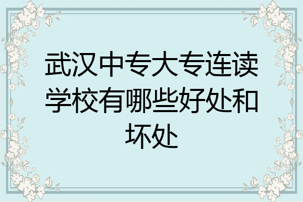 武汉中专大专连读学校有哪些好处和坏处