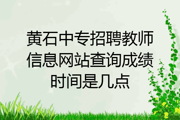 黄石中专招聘教师信息网站查询成绩时间是几点
