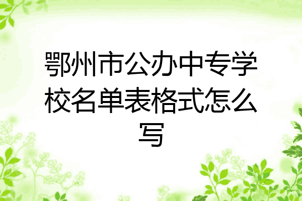 鄂州市公办中专学校名单表格式怎么写
