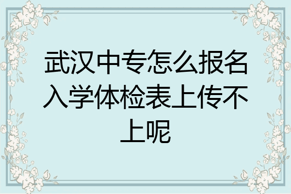 武汉中专怎么报名入学体检表上传不上呢