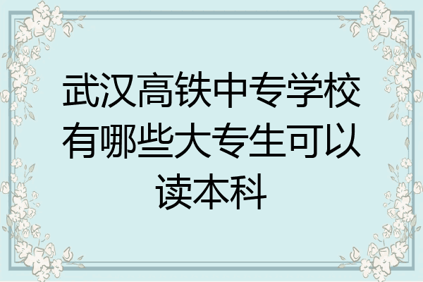 武汉高铁中专学校有哪些大专生可以读本科