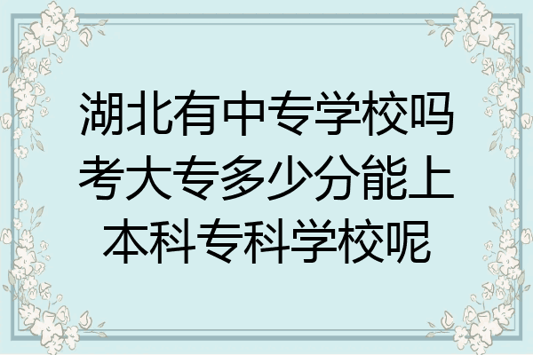 湖北有中专学校吗考大专多少分能上本科专科学校呢
