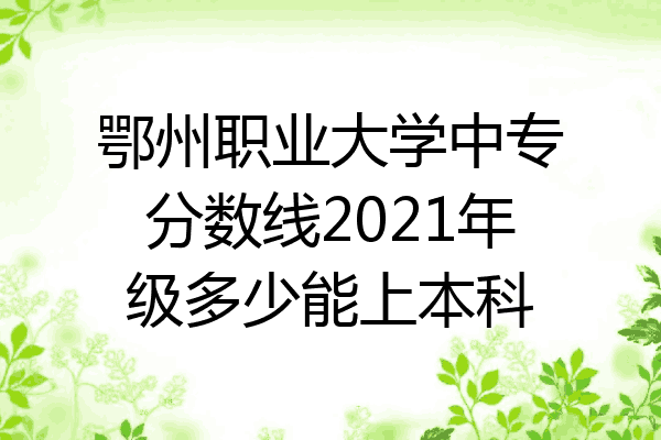 鄂州职业大学中专分数线2021年级多少能上本科