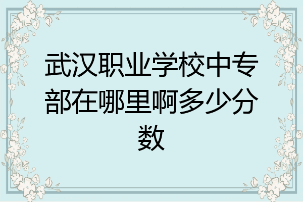 武汉职业学校中专部在哪里啊多少分数