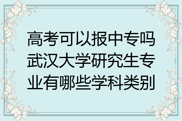 高考可以报中专吗武汉大学研究生专业有哪些学科类别