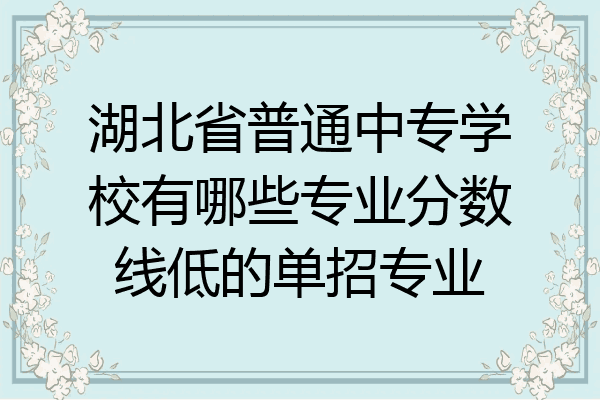 湖北省普通中专学校有哪些专业分数线低的单招专业