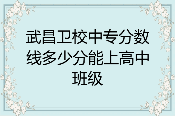 武昌卫校中专分数线多少分能上高中班级
