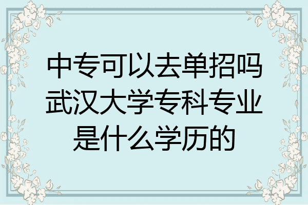 中专可以去单招吗武汉大学专科专业是什么学历的