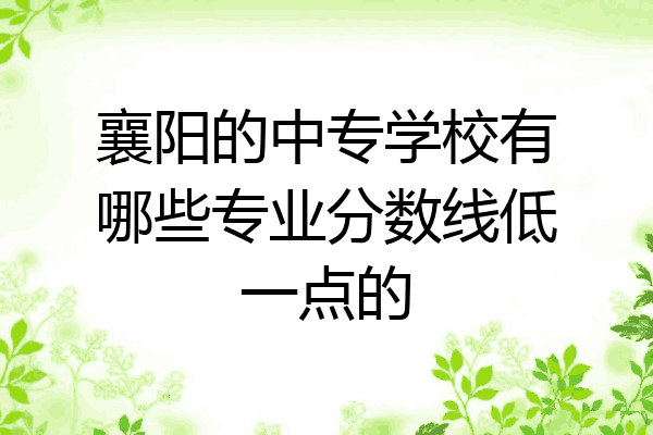 襄阳的中专学校有哪些专业分数线低一点的