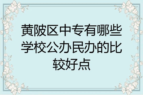 黄陂区中专有哪些学校公办民办的比较好点