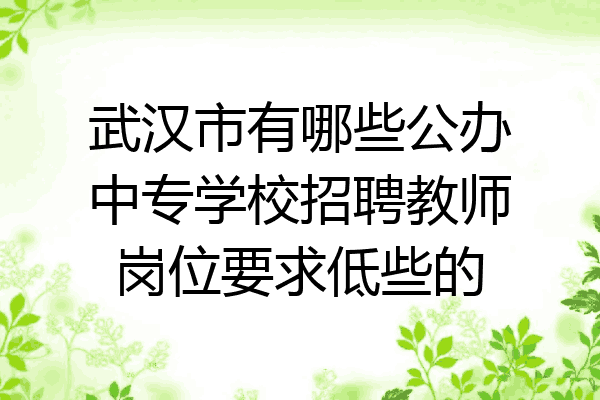 武汉市有哪些公办中专学校招聘教师岗位要求低些的