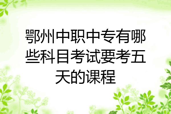 鄂州中职中专有哪些科目考试要考五天的课程