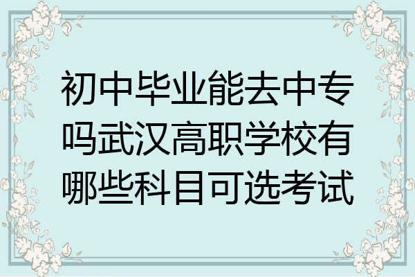 初中毕业能去中专吗武汉高职学校有哪些科目可选考试