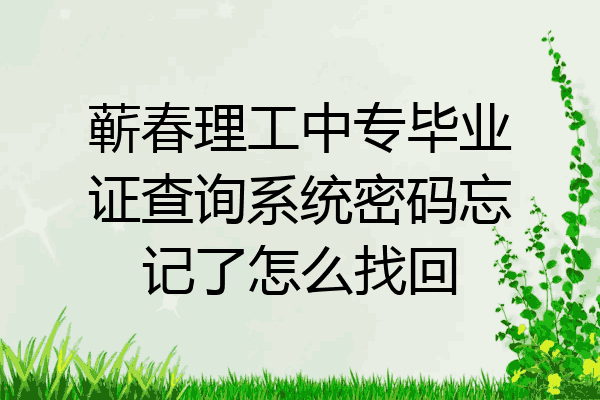蕲春理工中专毕业证查询系统密码忘记了怎么找回