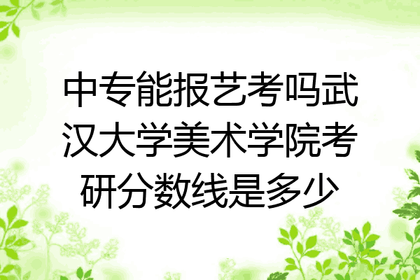 中专能报艺考吗武汉大学美术学院考研分数线是多少