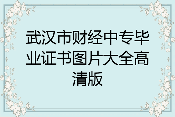 武汉市财经中专毕业证书图片大全高清版